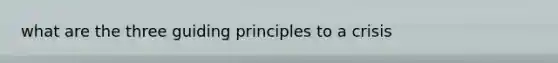 what are the three guiding principles to a crisis