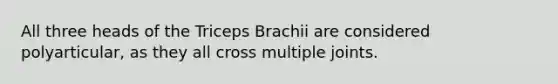 All three heads of the Triceps Brachii are considered polyarticular, as they all cross multiple joints.