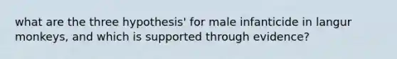 what are the three hypothesis' for male infanticide in langur monkeys, and which is supported through evidence?