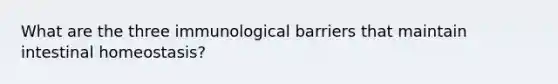 What are the three immunological barriers that maintain intestinal homeostasis?