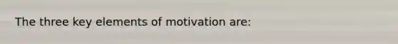 The three key elements of motivation are: