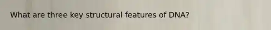 What are three key structural features of DNA?