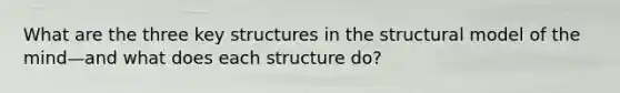 What are the three key structures in the structural model of the mind—and what does each structure do?