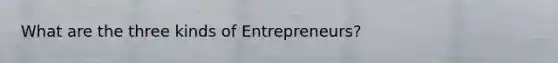 What are the three kinds of Entrepreneurs?