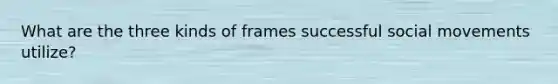 What are the three kinds of frames successful social movements utilize?