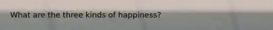 What are the three kinds of happiness?