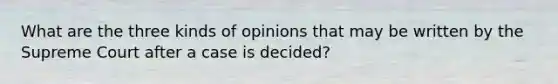 What are the three kinds of opinions that may be written by the Supreme Court after a case is decided?