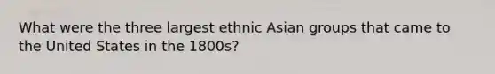 What were the three largest ethnic Asian groups that came to the United States in the 1800s?