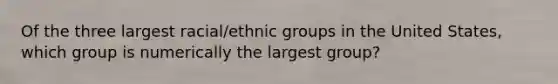 Of the three largest racial/ethnic groups in the United States, which group is numerically the largest group?