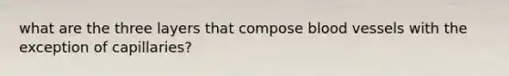 what are the three layers that compose blood vessels with the exception of capillaries?