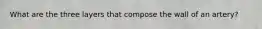 What are the three layers that compose the wall of an artery?