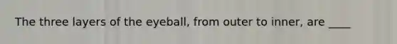 The three layers of the eyeball, from outer to inner, are ____