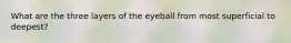 What are the three layers of the eyeball from most superficial to deepest?