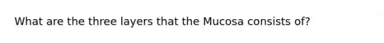 What are the three layers that the Mucosa consists of?