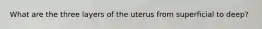 What are the three layers of the uterus from superficial to deep?