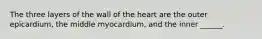 The three layers of the wall of the heart are the outer epicardium, the middle myocardium, and the inner ______.