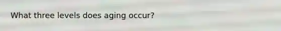 What three levels does aging occur?