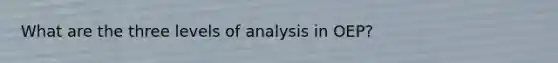 What are the three levels of analysis in OEP?