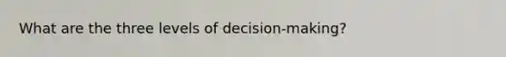 What are the three levels of decision-making?