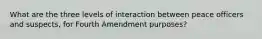 What are the three levels of interaction between peace officers and suspects, for Fourth Amendment purposes?