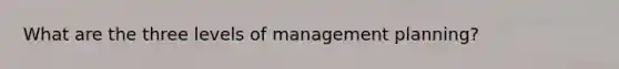 What are the three levels of management planning?