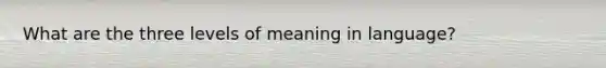 What are the three levels of meaning in language?