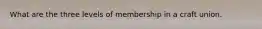 What are the three levels of membership in a craft union.