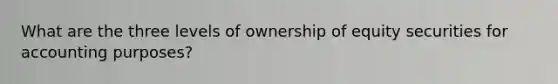 What are the three levels of ownership of equity securities for accounting purposes?