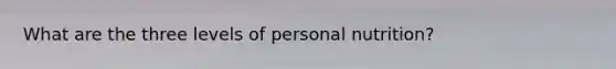 What are the three levels of personal nutrition?