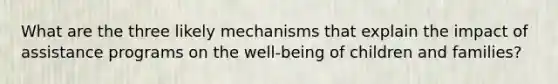 What are the three likely mechanisms that explain the impact of assistance programs on the well-being of children and families?