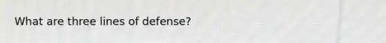 What are three lines of defense?