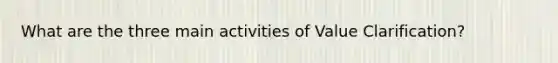 What are the three main activities of Value Clarification?