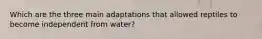 Which are the three main adaptations that allowed reptiles to become independent from water?