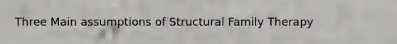 Three Main assumptions of Structural Family Therapy
