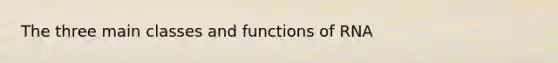 The three main classes and functions of RNA