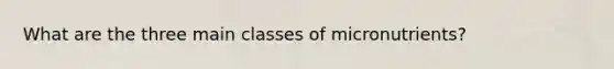 What are the three main classes of micronutrients?
