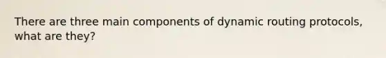 There are three main components of dynamic routing protocols, what are they?