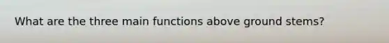 What are the three main functions above ground stems?