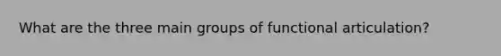 What are the three main groups of functional articulation?
