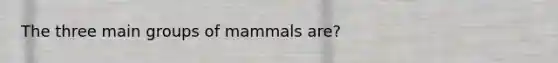 The three main groups of mammals are?