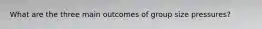 What are the three main outcomes of group size pressures?
