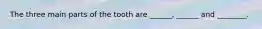 The three main parts of the tooth are ______, ______ and ________.