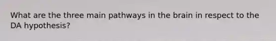 What are the three main pathways in the brain in respect to the DA hypothesis?