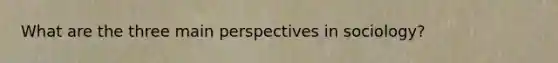 What are the three main perspectives in sociology?