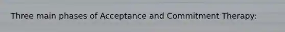 Three main phases of Acceptance and Commitment Therapy: