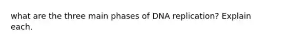 what are the three main phases of DNA replication? Explain each.