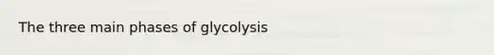 The three main phases of glycolysis