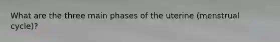 What are the three main phases of the uterine (menstrual cycle)?