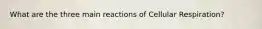 What are the three main reactions of Cellular Respiration?