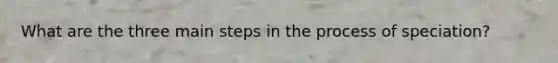 What are the three main steps in the process of speciation?